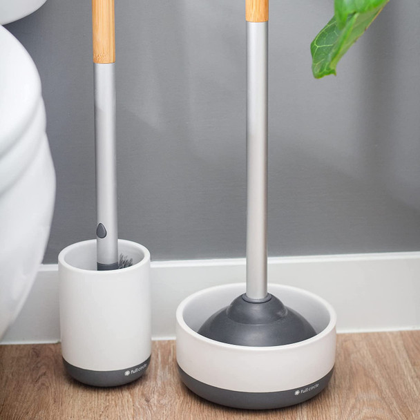 Bathroom Toilet Brush with White Ceramic Holder