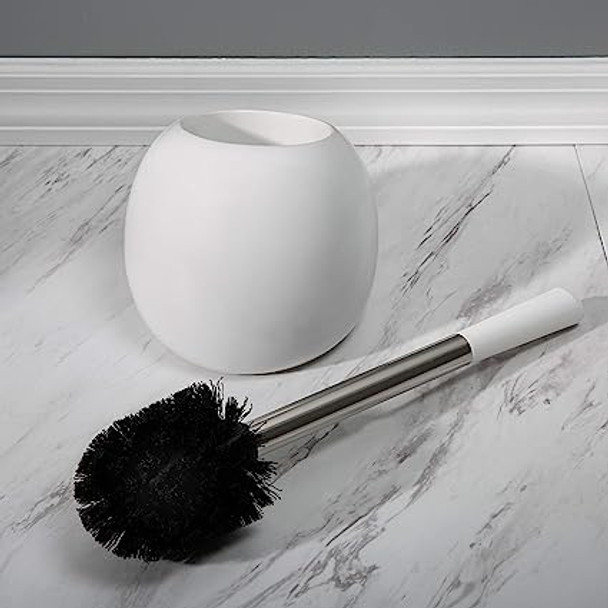 Bath Bliss Ceramic Dome Brush & Holder Set, Decorative, Modern, Freestanding