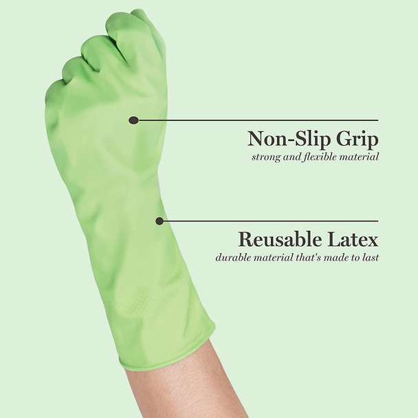 MARTHA STEWART Medline Aloe-Infused Cleaning Gloves, Reusable Latex Gloves for Household Cleaning,