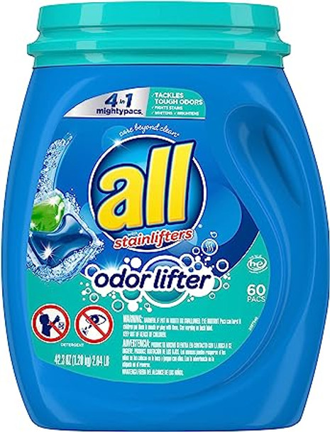 all Mighty Pacs Laundry Detergent, Odor Lifter, Tackles Tough Odors for Sporty Families