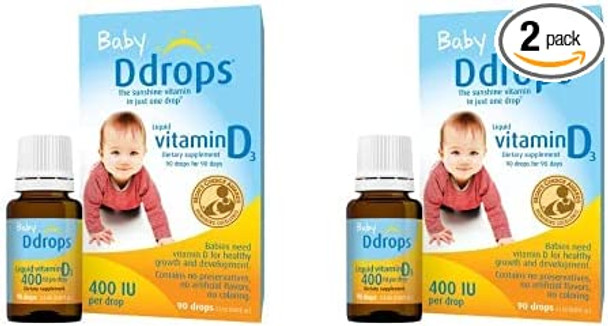 Baby Ddrops® 400 IU 90 Drops (0.08 Fl Oz) - Liquid Vitamin D3 Drops Supplement for Infants