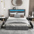 Upholstered Queen LED Bed Frame with Headboard and 4 Drawers-Queen Size - Color: Gray - Size: Queen D681-HU10556GR-Q