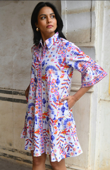 Azure & Indigo Bird of Paradise Shirt Dress Azure & Indigo Bird of Paradise Shirt Dress