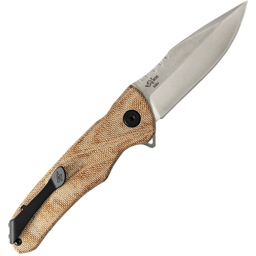 Angled top-up view of the Buck 841 Sprint Pro folding knife, showcasing the blade shape, handle contours, and precision-machined construction.