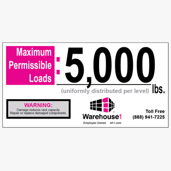 6000 lbs. WH1 Max-Capacity Label - 140168 - Warehouse One, Inc.