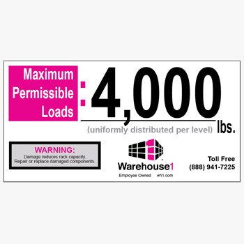 6000 lbs. WH1 Max-Capacity Label - 140168 - Warehouse One, Inc.
