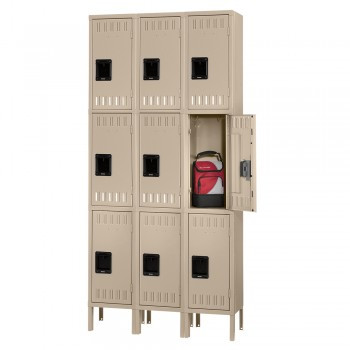 12x12x24" Openings - 3-Tier Locker - 3 Lockers Wide - Welded - Sand - 3052194P