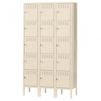 12x15x12" Openings - 5-Tier Locker - 3 Lockers Wide - Welded - Putty - 3053293P