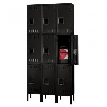 12x15x24" Openings - 3-Tier Locker - 3 Lockers Wide - Welded - Black - 3052298P