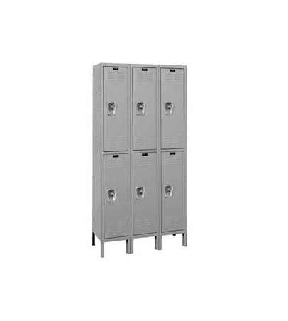 12x15x36" Openings - 2-Tier Locker -  Ready-Built Locker - 3 Lockers Wide - Set Up - Gray - 7828027P