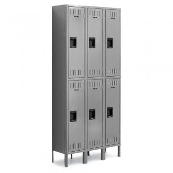 12x15x36" Openings - 2-Tier Locker - 3 Lockers Wide - Welded - Medium gray - 3051295P