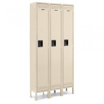 12x15x60" Openings - 1-Tier Locker - 3 Lockers Wide - Welded - Putty - 3049393P