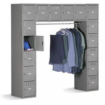 12x18x12" Openings - 16-Person Locker System - Partially Assembled - Medium gray - 1873027P