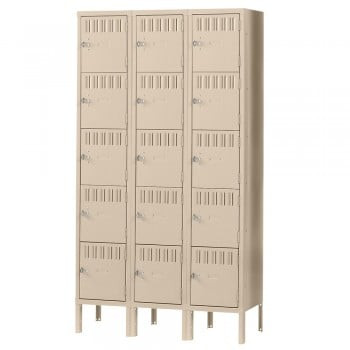 12x18x12" Openings - 5-Tier Locker - 3 Lockers Wide - Welded - Sand - 3053394P