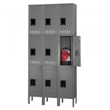 12x18x24" Openings - 3-Tier Locker - 3 Lockers Wide - Welded - Medium gray - 3052395P