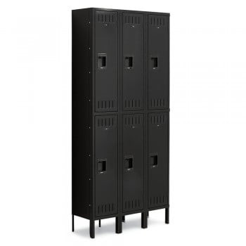 12x18x30" Openings - 2-Tier Locker - 3 Lockers Wide - Welded - Black - 3051098P