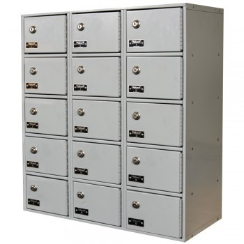 7-1/2 x11x5-1/2" Openings Cell Phone and Tablet Locker - 3 Lockers Wide - Keyed lock - 6400602P