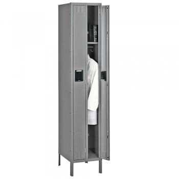 7-1/2 x18x72" Openings - Duplex Two-Person Locker - With 6"H Legs - Medium Gray - 1873727P
