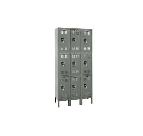 12x15x24" Openings - 3-Tier Locker -  Ready-Built Locker - 3 Lockers Wide - Set Up - Gray - 7828627P