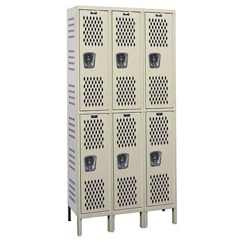 36"W x 18"D x 78"H Double Tier Heavy-Duty Ventilated Locker- 3-Wide, KD - DS 705203