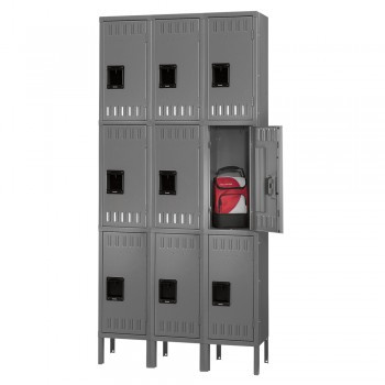 12x12x24" Openings - 3-Tier Locker - 3 Lockers Wide - Welded - Medium gray - 3052195P