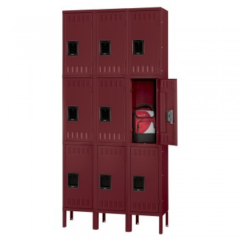 12x12x24" Openings - 3-Tier Locker - 3 Lockers Wide - Welded - Wine - 3052196P