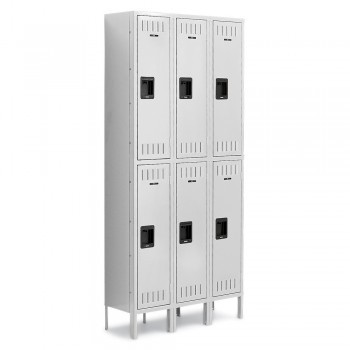 12x12x36" Openings - 2-Tier Locker - 3 Lockers Wide - Welded - Light gray - 3051190P