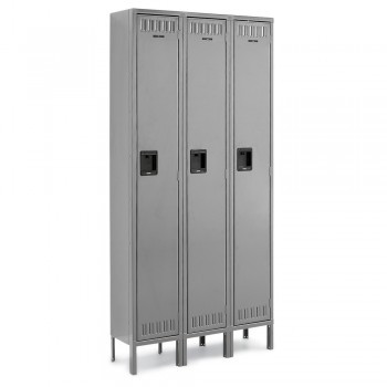 12x12x60" Openings - 1-Tier Locker - 3 Lockers Wide - Welded - Medium gray - 3049295P