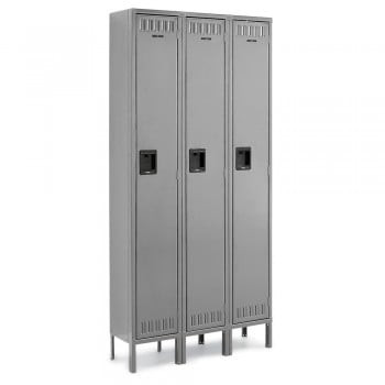 12x15x72" Openings - 1-Tier Locker - 3 Lockers Wide - Welded - Medium gray - 3049695P