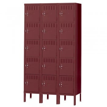 15x15x12" Openings - 5-Tier Locker - 3 Lockers Wide - Welded - Wine - 3053496P