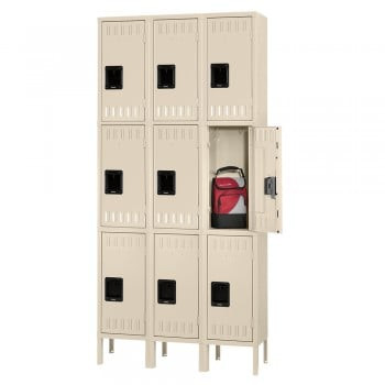 15x15x24" Openings - 3-Tier Locker - 3 Lockers Wide - Welded - Putty - 3052493P