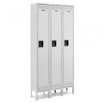 15x15x72" Openings - 1-Tier Locker - 3 Lockers Wide - Welded - Light gray - 3049890P