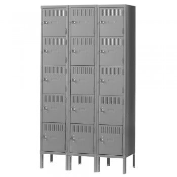 15x18x12" Openings - 5-Tier Locker - 3 Lockers Wide - Welded - Medium gray - 3053595P