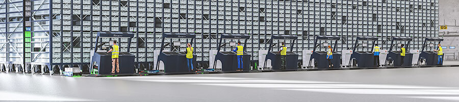 Warehouse employees use an Opex Infinity ASRS system