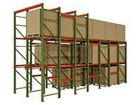 Illustration of a six deep drive-in/drive through pallet rack system