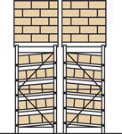 Cross-section drawing of span track in back to back pallet racks.