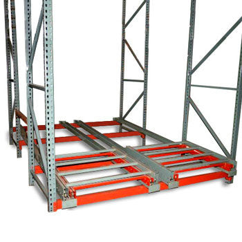Bay of push back pallet rack