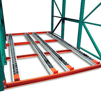 Bay of pallet flow pallet racking