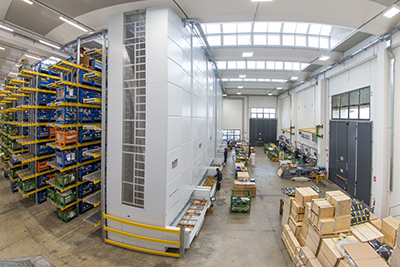 Space saved in a warehouse with 3 VLMs versus a racking system