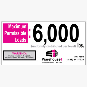 6000 lbs. WH1 Max-Capacity Label - 140168 - Warehouse One, Inc.
