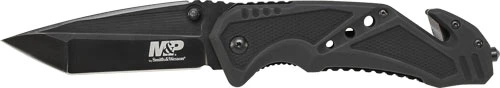 Smith & Wesson 3.8" Tanto Folding Knife with Strap Cutter and Glass Breaker - Black