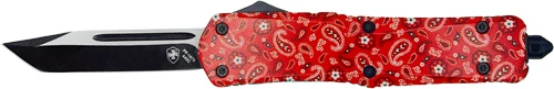 Templar Knife Small 2.75" Tanto OTF Knife - Red Bandana, Black Blade
