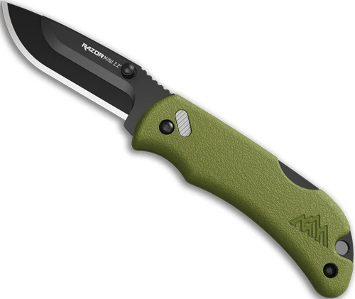 Outdoor Edge Razor-Mini 2.2" Knife with 2 Black Drop Point Blades - OD Green