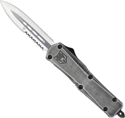 Cobratec Medium FS3 3" D2 Dagger OTF Knife - Stonewash, One Side Serrated