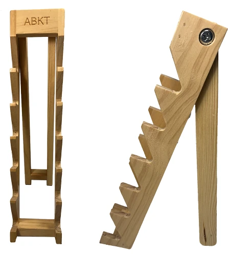 ABKT Wood Knife Display Stand with ABKT Logo - Holds 6 Knives