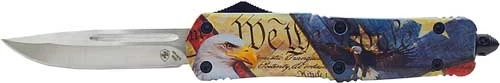 Templar Knife Large 3.5" Drop Point OTF Knife - Eagle, Silver Blade
