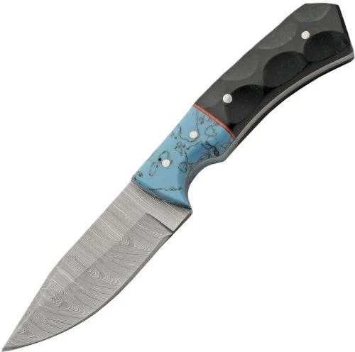 SZCO Rite Edge 3" Skinner Knife with Leather Sheath - Turquoise Micarta