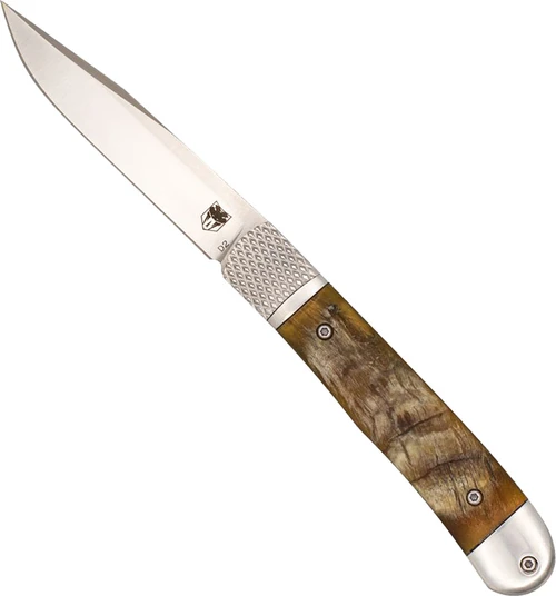 Cobratec Trapper 3.12" D2 Hidden Release Knife - Ram Horn