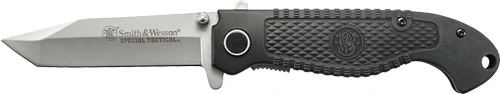 Smith & Wesson Special Tactical 3.5" 440C Half Serrated Knife with Pocket Clip - Rubber Coated