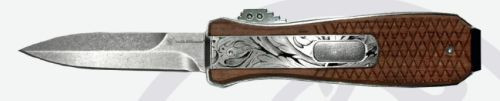 Smith & Wesson Unwavered 3" Spear Point OTF Knife - Satin/Wood
